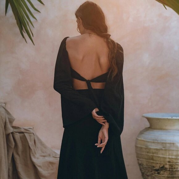 Aya Sacred Wear Black Summer Open Belly Top and Skirt NWOT - Picture 3 of 7